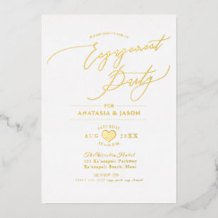 Invitation En Aluminium PixDezines Elegant Luxe Calligraphie Fiançailles F