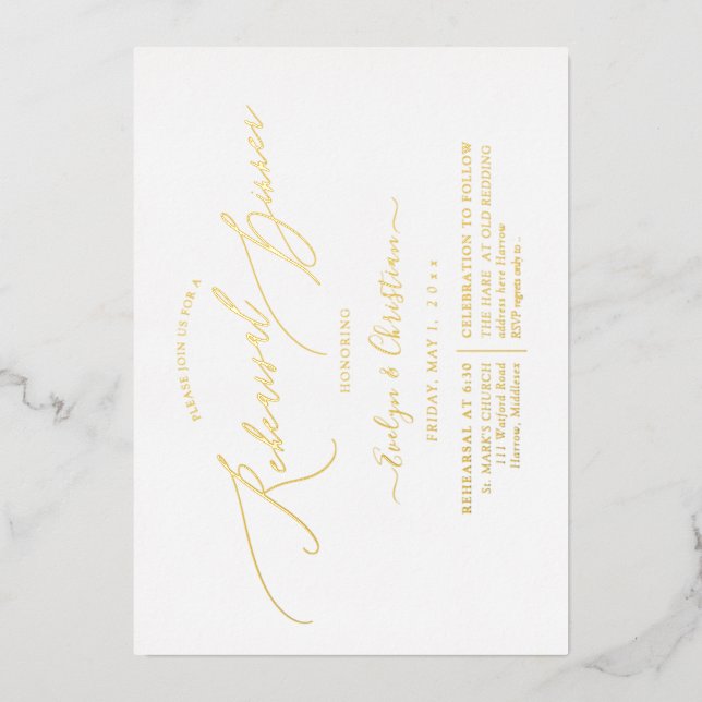 Invitation En Aluminium PixDezines Luxe Calligraphie Reprendre Dîner Réel (Recto)