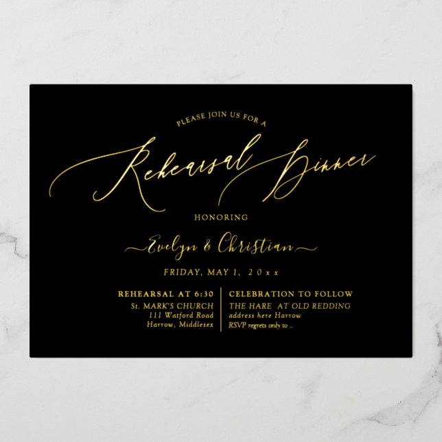 Invitation En Aluminium PixDezines Luxe Calligraphie Reprendre Dîner Réel (Recto)