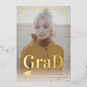 Invitation En Aluminium PixDezines Real Gold Foil Graduation