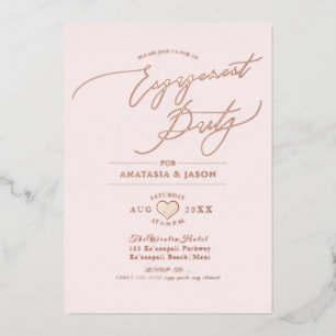 Invitation En Aluminium PixDezines Rose Gold Luxe Fiançailles de calligrap