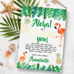 Invitation En Aluminium Plage d'été tropicale Luau Baby shower Merci<br><div class="desc">Dites merci dans le style avec ces cartes de remerciement doux et très tendance baby shower moulu à papier. Ce design est facile à personnaliser avec votre libellé d'événement spécial et vos invités seront ravis quand ils recevront ces fabuleux remerciements.</div>