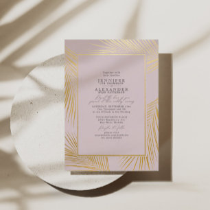 Invitation En Aluminium Plage moderne Côte et RSVP QR Code Mariage Or