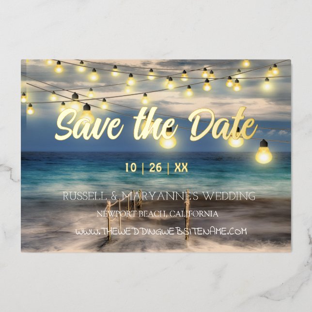 Invitation En Aluminium Plage Océan thème Enregistrer la date (Recto)