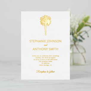 Invitation En Aluminium Plage tropicale Gold Palm Tree Destination Mariage