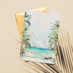 Invitation En Aluminium Plage Tropicale Remerciement de Table de Mariage