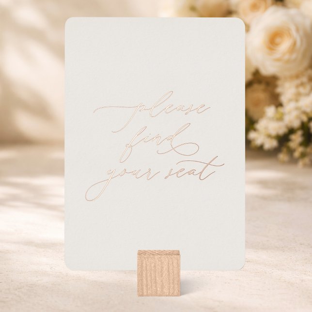 Invitation En Aluminium Please Find Your Seat Gold Foil Wedding Sign card (Créateur téléchargé)