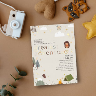 Invitation En Aluminium Plus Grande Aventure Baby Shower Or Genre Neutre D