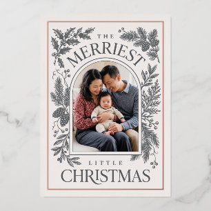 Invitation En Aluminium Plus Joyeux Petit Noël Botanique Vintage - Gris