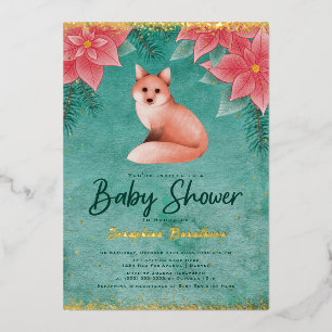 Invitation En Aluminium Poinsettias et le Baby shower d'hiver Red Fox