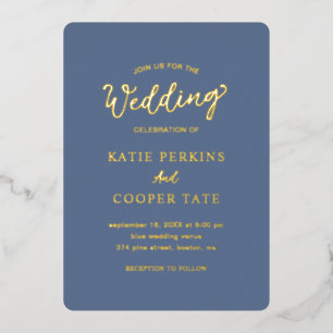 Invitation En Aluminium Polices simples Dusty Blue Bold Mariage moderne