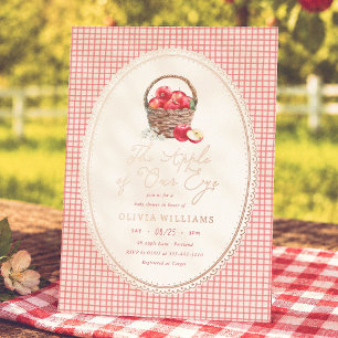 Invitation En Aluminium Pomme De Nos Yeux Fête Prénatale Rouge Gingham