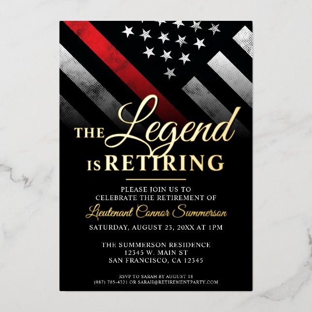 Invitation En Aluminium Pompiers Pompiers Retraite (Recto)