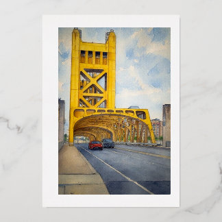 Invitation En Aluminium Pont de la Tour de Sacramento à l'aquarelle