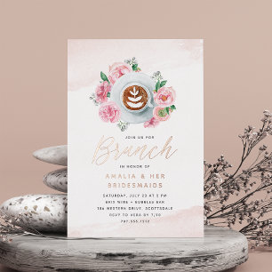 Invitation En Aluminium Pony rose floral & Café Bridesmaids Brunch