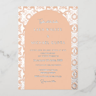 Invitation En Aluminium Pop d'Apricot Géométrique Italienne (Retro-Dotted)