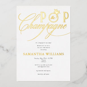 Invitation En Aluminium Pop The Champagne Simple Script Fête des mariées