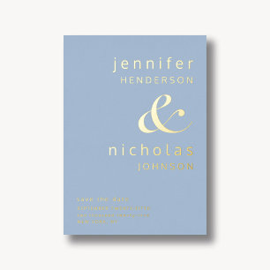 Invitation En Aluminium Poudre Bleu Or Ampersand Mariage Enregistrer La Da