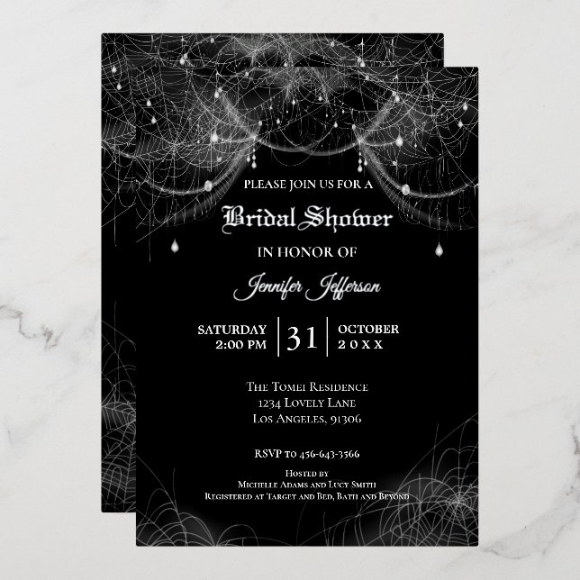 Invitation en aluminium pour une baby shower gothi (Recto/Verso)