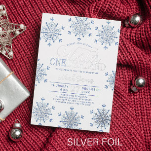 Invitation En Aluminium Premier anniversaire garçon hiver Onederland argen