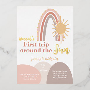 Invitation En Aluminium Premier voyage autour du Rainbow Sun Boho