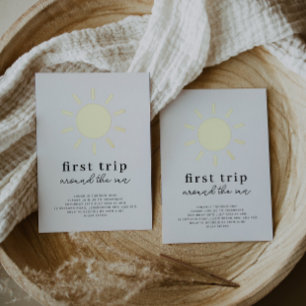 Invitation En Aluminium Premier Voyage Autour Du Soleil 1Er Anniversaire D