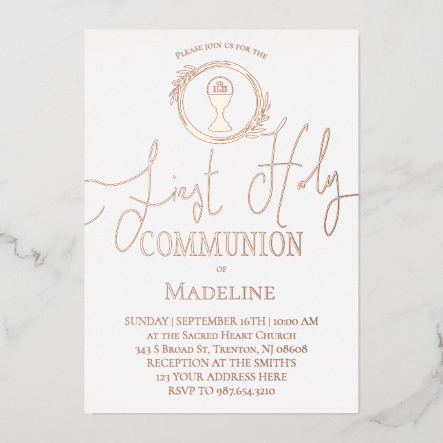 Invitation En Aluminium Première communion (Recto)