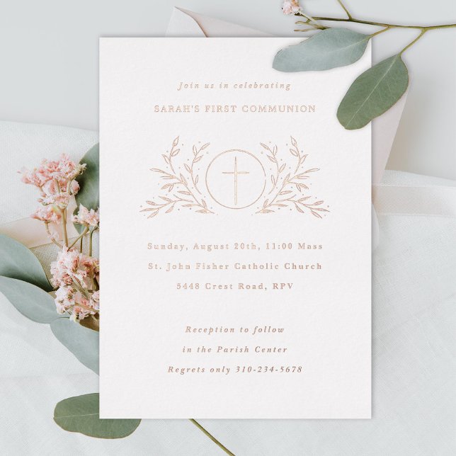 Invitation En Aluminium Première communion eucharistique Blanc (Créateur téléchargé)