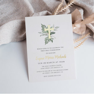 Invitation En Aluminium première communion verte