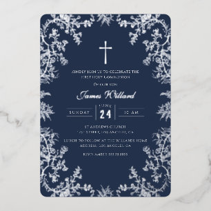 Invitation En Aluminium Première communion Vintage de la Croix de la marin