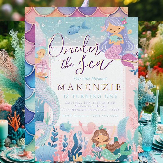 Invitation En Aluminium Première Sirène d'anniversaire (Mermaid Birthday Invitation)