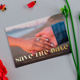 Invitation En Aluminium Premium Bold Modern OR TEXTE Photo Enregistrer la