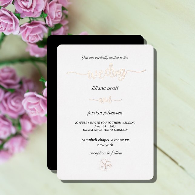 Invitation En Aluminium Premium Real Gold Elegant Monogramme blanc Foil In (Créateur téléchargé)