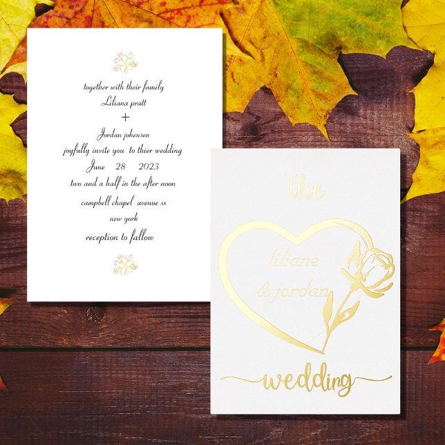 Invitation En Aluminium Premium Vrai Or Élégant Monogramme BLANC Foil In (Créateur téléchargé)