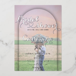 Invitation En Aluminium Preppy Arch manuscrite Coeur photo Fête des mariée