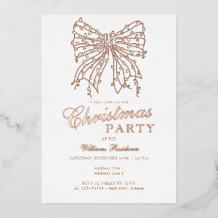 Invitation En Aluminium Preppy Coquette Bow Winter Christmas Lights Party