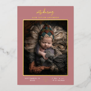 Invitation En Aluminium Présentation de bébé Annonce de naissance Rose Mod