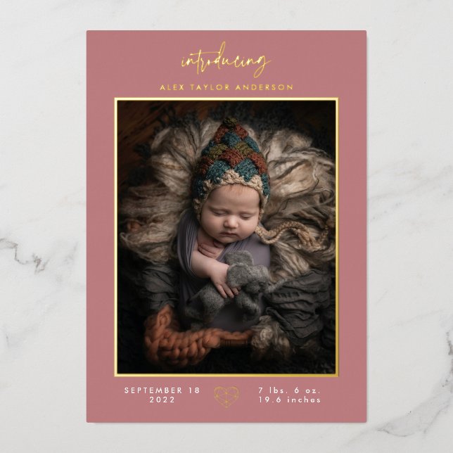 Invitation En Aluminium Présentation de bébé Annonce de naissance Rose Mod (Recto)