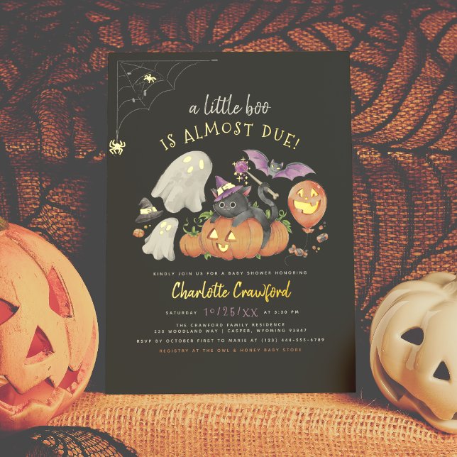 Invitation En Aluminium Pressé | Baby shower Boo Cute Halloween (Créateur téléchargé)