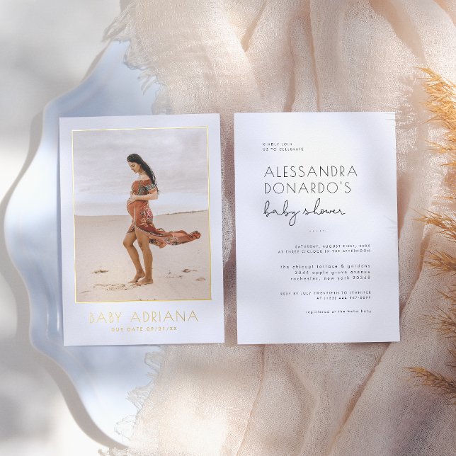 Invitation En Aluminium Pressé | Baby shower photo Boho Pregnancy (Créateur téléchargé)