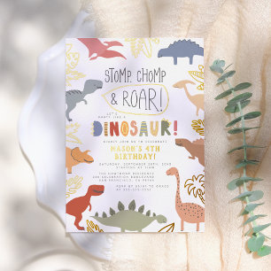Invitation En Aluminium Pressé   Roar ! Dinosour Boy Birthday Party