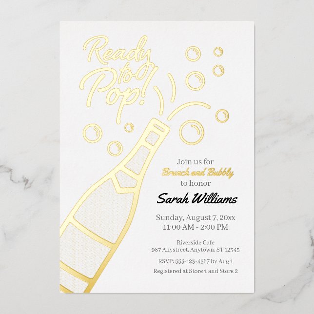 Invitation En Aluminium Prêt à pop Brunch et Baby shower Bubbly Rosé en (Recto)