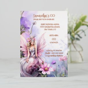 Invitation En Aluminium Princesse fée mythique aquarelle rose florale