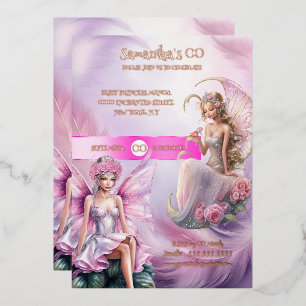 Invitation En Aluminium Princesse fée rose conte de fées aquarelle filles