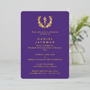 Invitation En Aluminium Purple Asclepius Médicale School Graduation