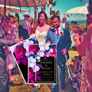 Invitation En Aluminium Purple Floral Élégant Formel Mariage Répétition