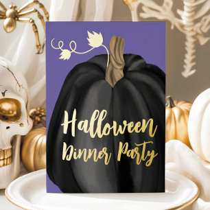Invitation En Aluminium Purple Gold Script Citrouille Halloween Dîner fête