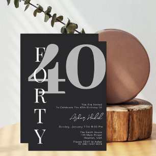 Invitation En Aluminium Quarante Moderne Fête d'anniversaire 40 ans Arge
