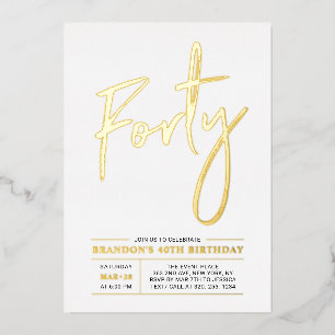 Invitation En Aluminium Quarante   Soirée Gold 40th