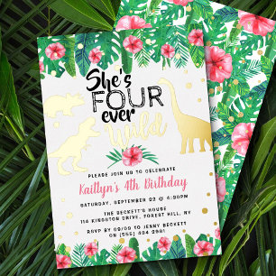 Invitation En Aluminium Quatre filles dinosaures sauvages pour toujours 4è
